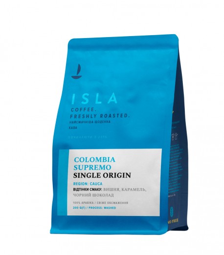 Кава ISLA в зернах, моносорт Колумбія Supremo Cauca, 200 г (4820189320401)