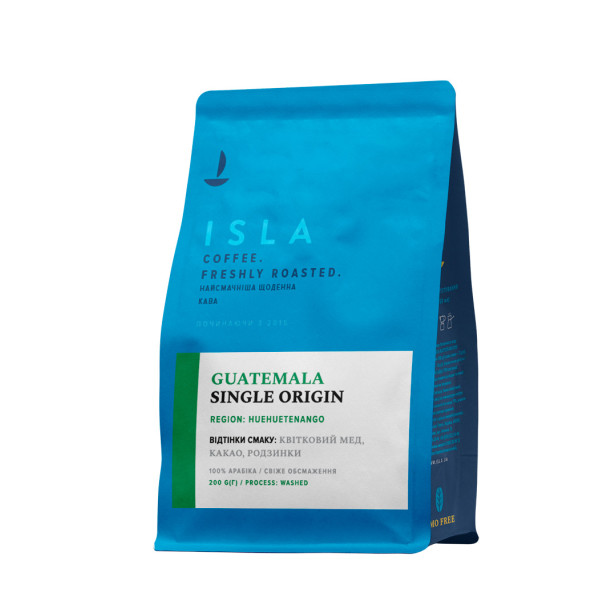 Кава ISLA в зернах, моносорт Гватемала Huehuetenango, washed, 200 г