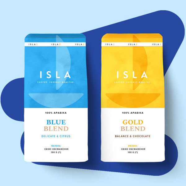 Кава ISLA мелена 100 BLUE BLEND + 100 GOLD BLEND