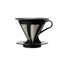 Кавоварка пуровер Hario V60 пластикова з металічним фільтром, чорна CFOD-02B