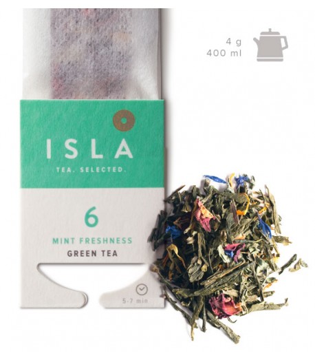 №6 Чай Isla зелений з м’ятою в фільтр-пакеті на чайник, 3,5 г х 10 шт.